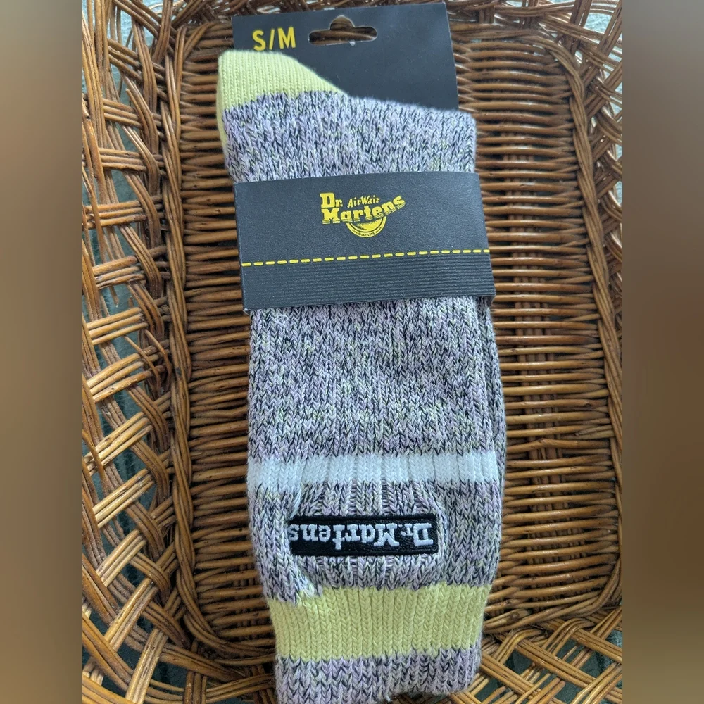 NWT Dr Martens Lilac Organic Marl Crew Socks S/M US 3-8 Space Dye